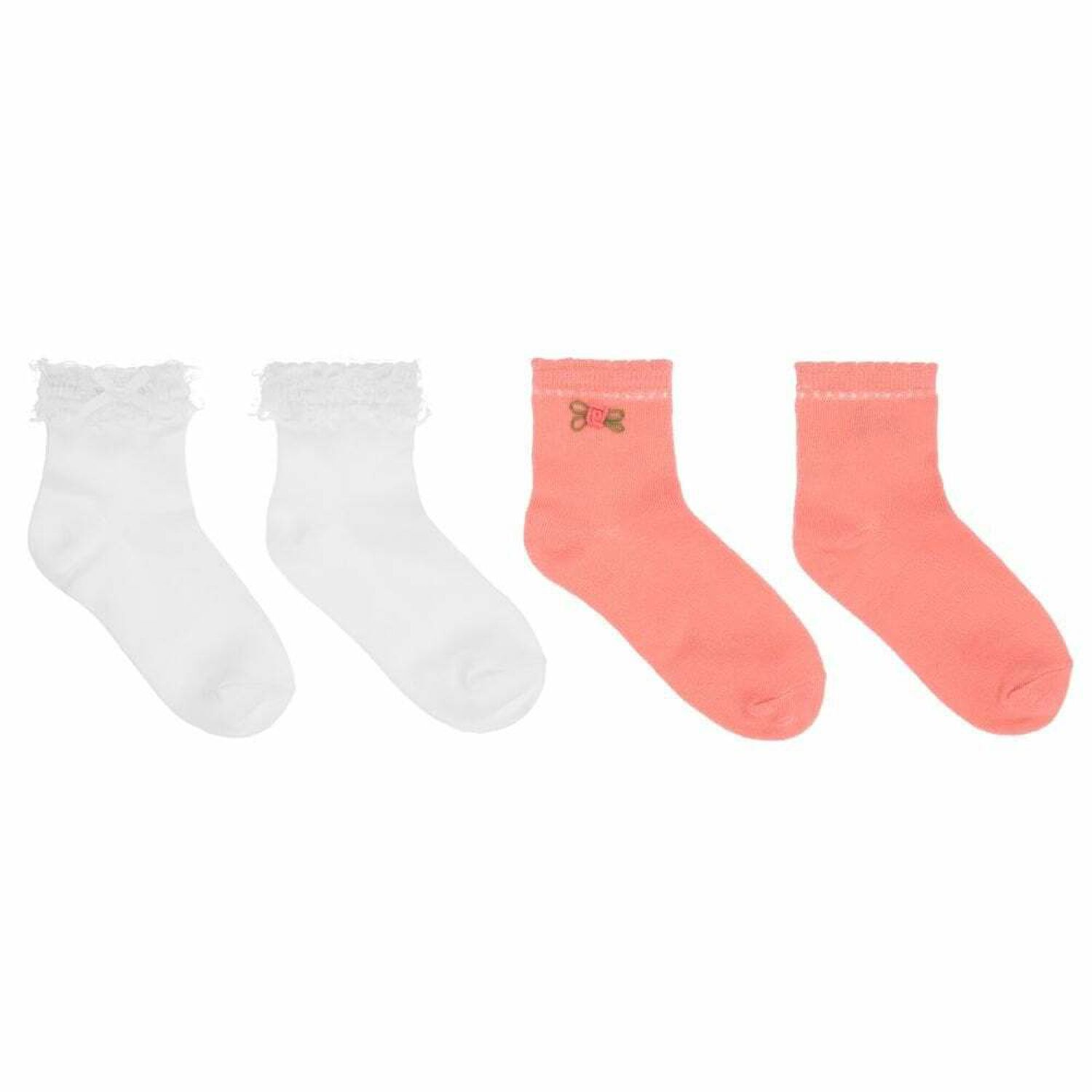Girls White & Pink Socks ( 2-Pack ), 1, hi-res image number null