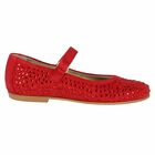 Girls Red Embellished Ballerina Shoes, 1, hi-res