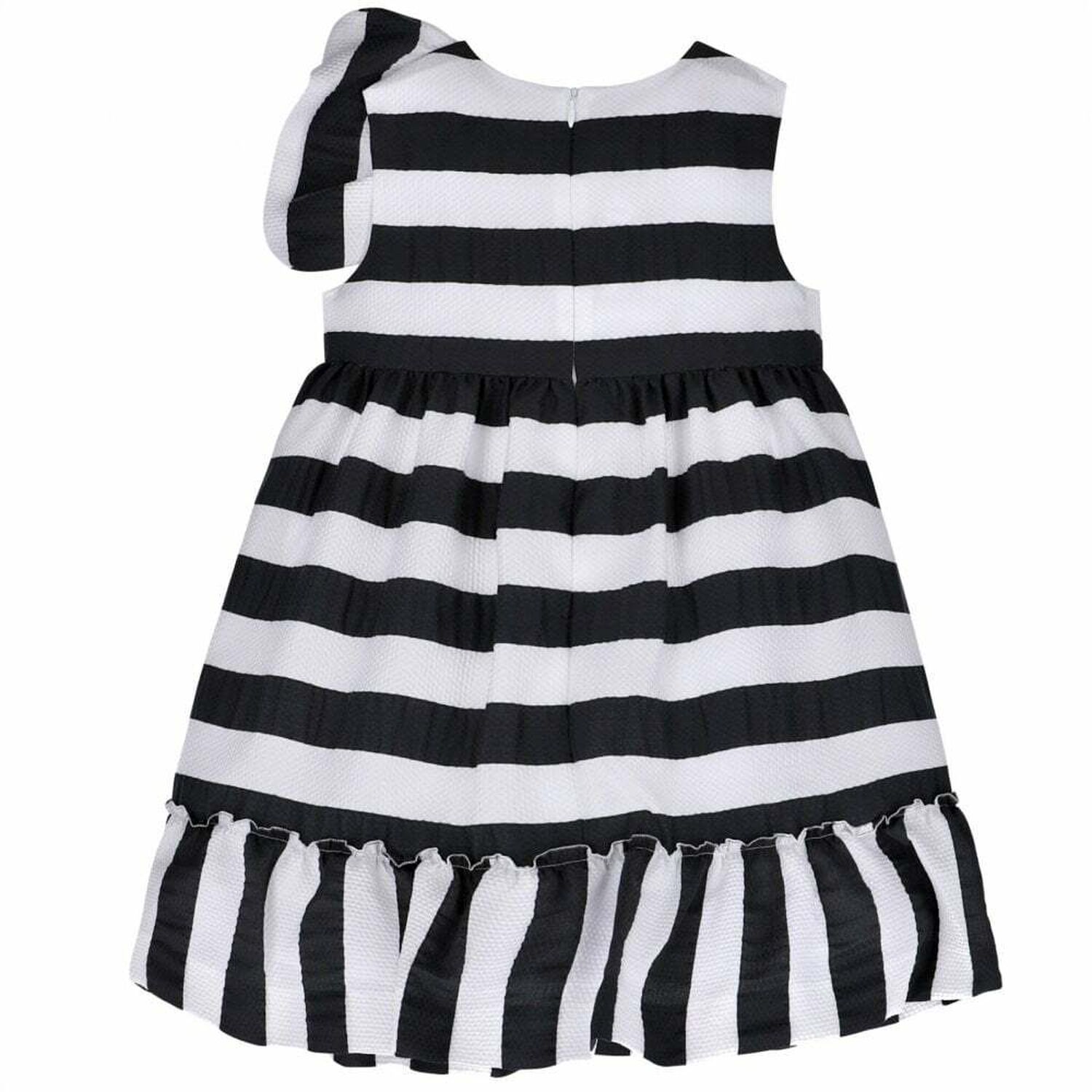 Girls Black & White Stripe Dress, 1, hi-res image number null