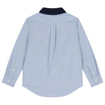 Boys Blue Polo Bear Denim Shirt