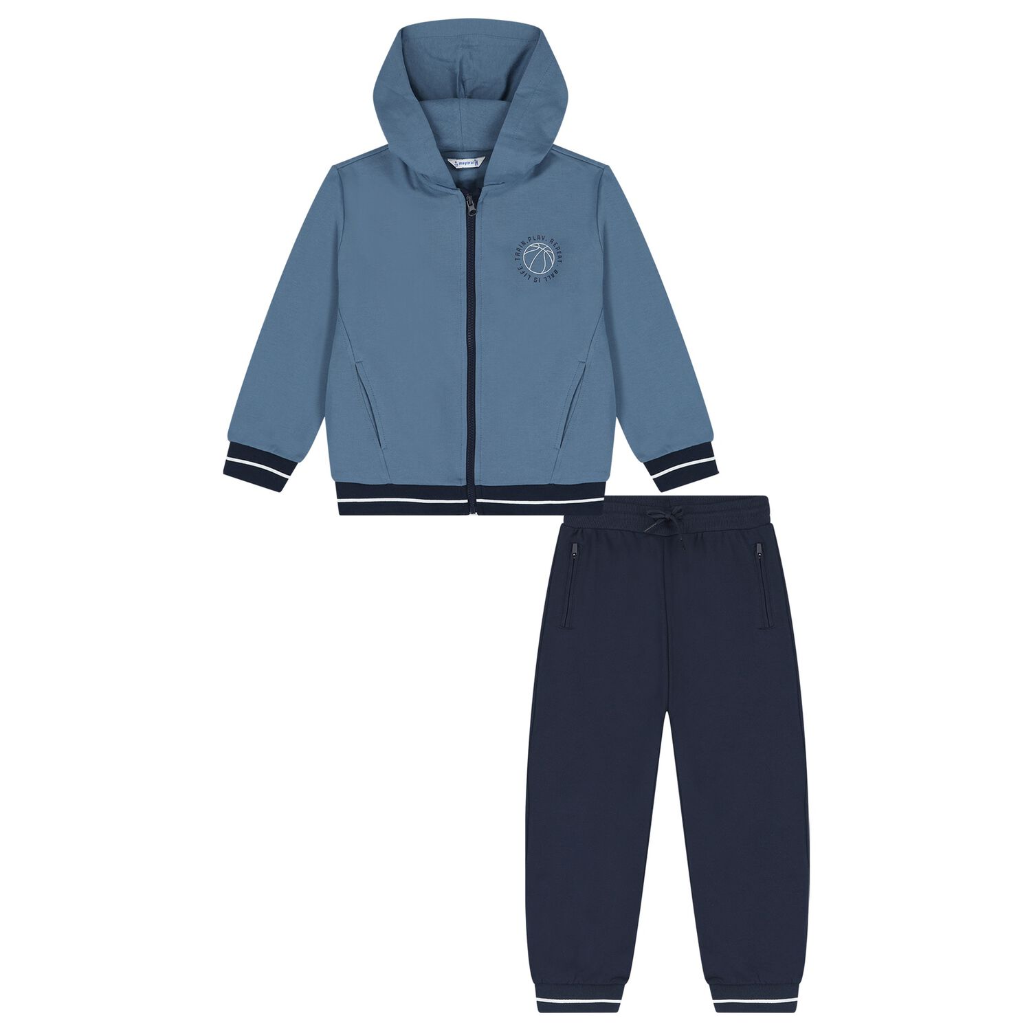 Boys Blue & Navy Blue Basketball Tracksuit, 1, hi-res