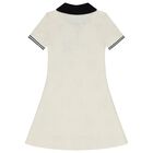 Girls White Jacquard Bow Dress, 1, hi-res