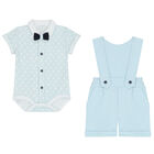 Baby Boys Blue & White Bodysuit Set, 1, hi-res