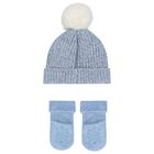 Baby Boys Blue Puppy Knitted Hat & Socks Set, 3, hi-res
