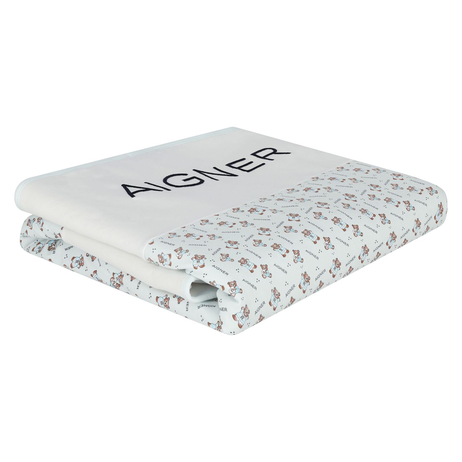 Baby Boys White & Blue Logo Blanket, 2, hi-res