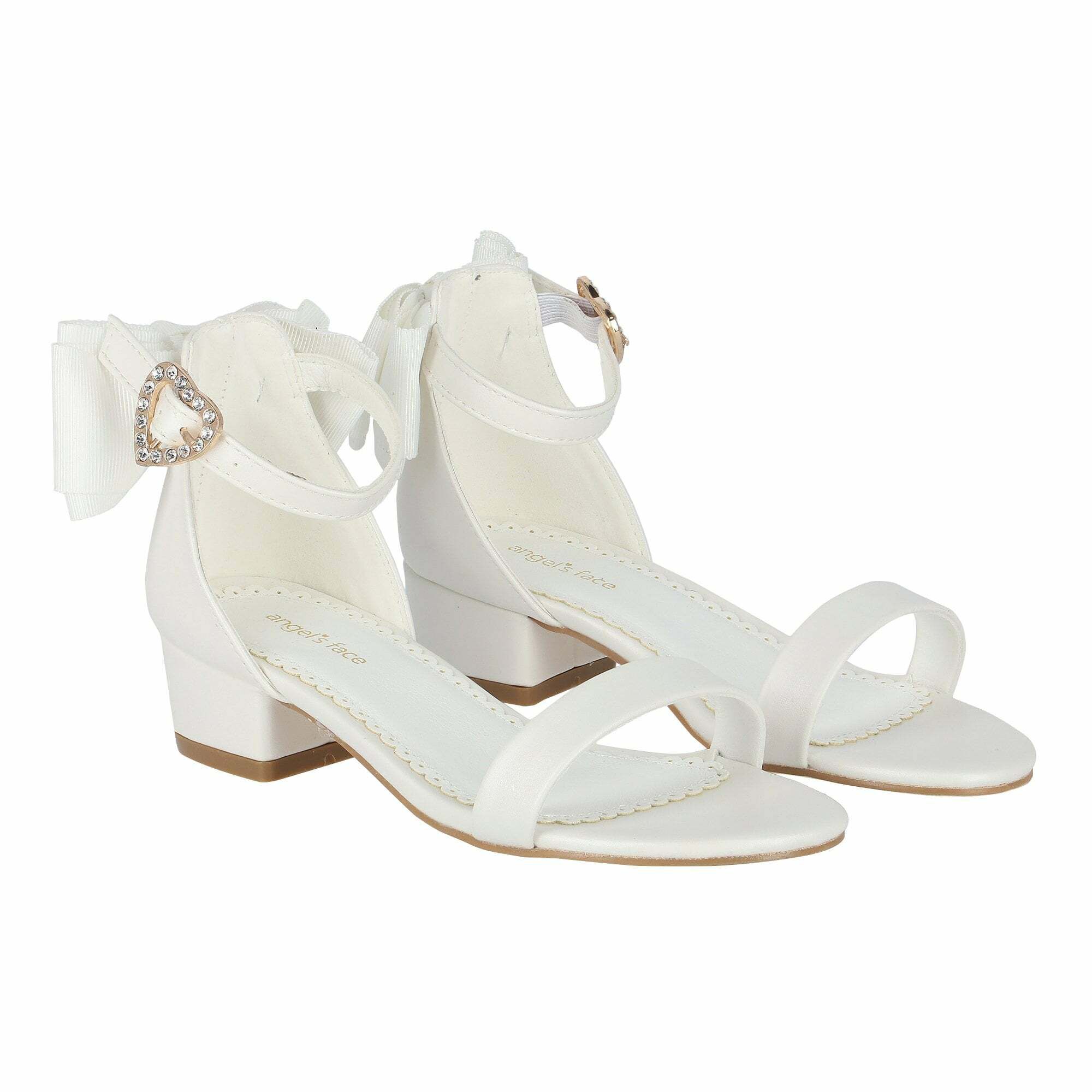Girls white heeled sandals sales