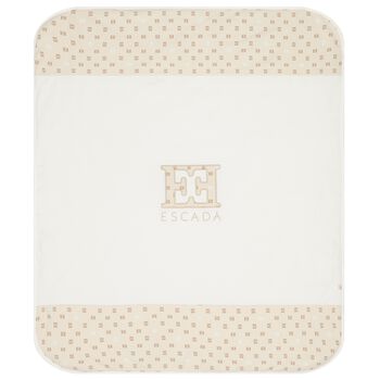 Baby Girls Ivory & Beige Logo Blanket