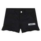 Girls Black Logo Shorts, 1, hi-res