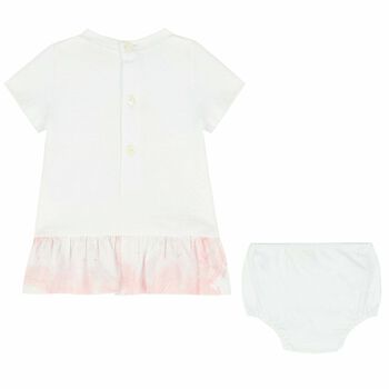Baby Girls White & Pink Geo Map Dress Set