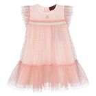 Younger Girls Pink Logo Tulle Dress, 1, hi-res