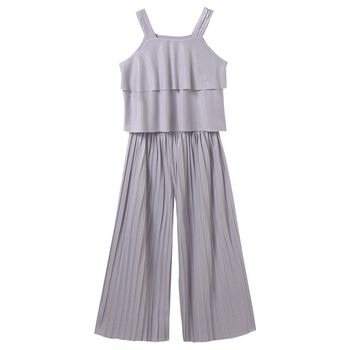 Girls Silver Pleated Trouser Set
