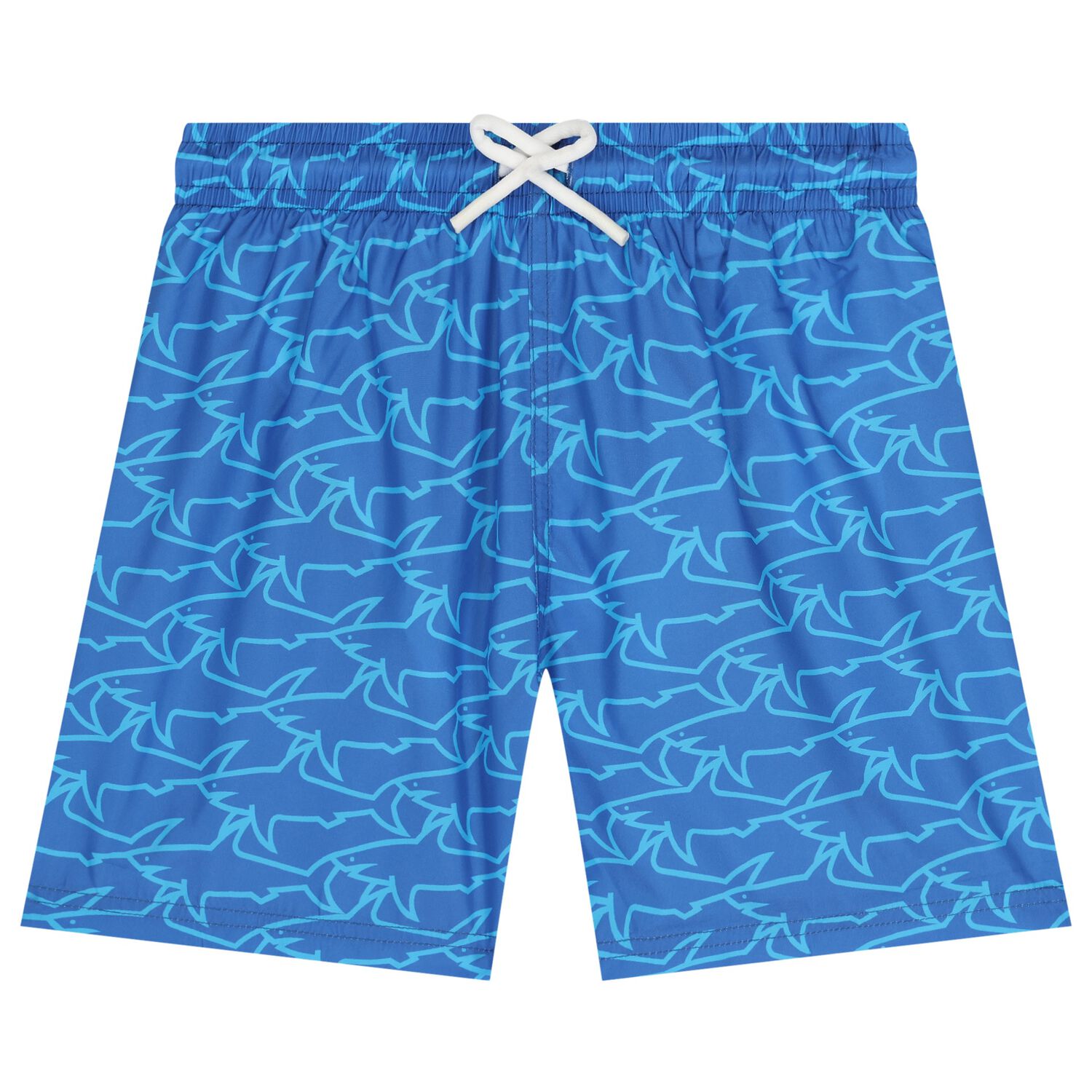 Boys Blue Shark Swim Shorts, 2, hi-res