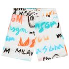 Boys White Logo Shorts, 1, hi-res