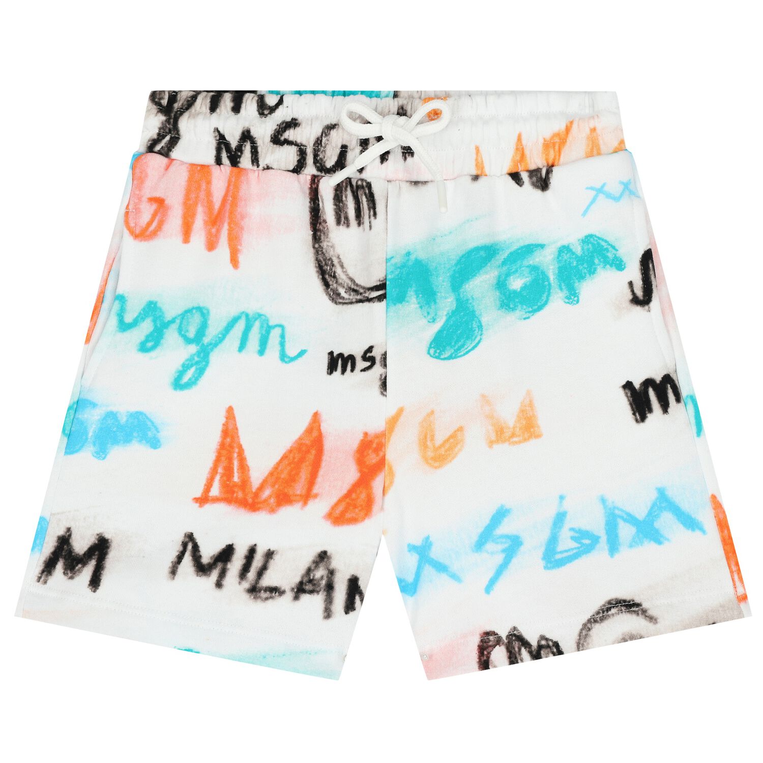 Boys White Logo Shorts, 1, hi-res