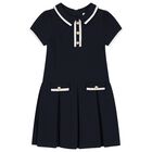 Girls Navy Blue Polo Dress, 1, hi-res