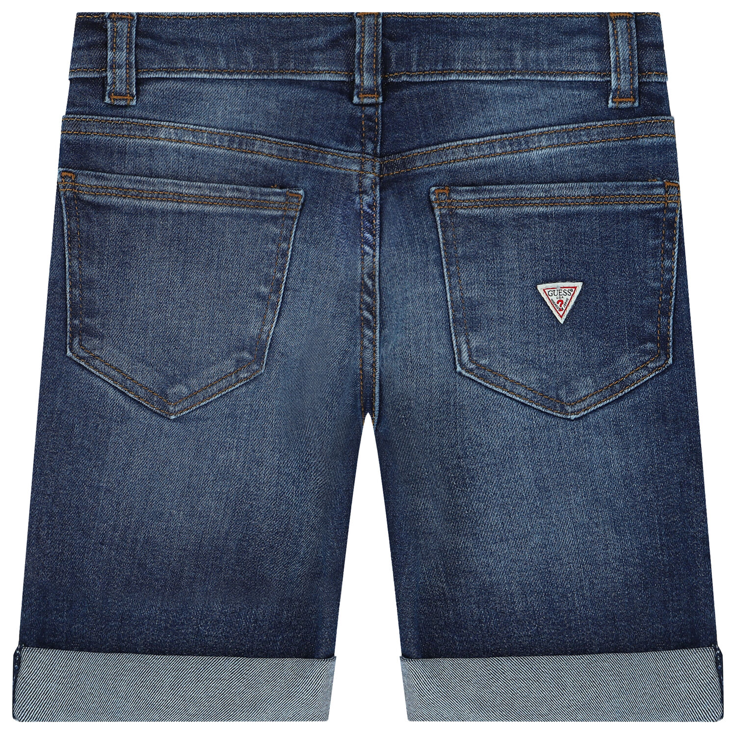 Boys Blue Denim Logo Shorts, 1, hi-res