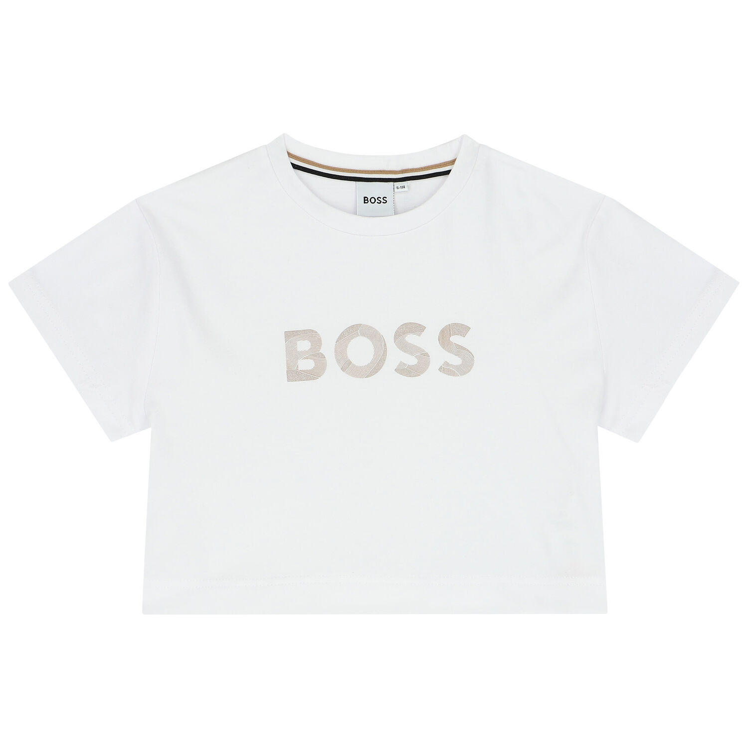 Girls White Logo Crop Top, 1, hi-res