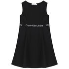 Girls Black Logo Dress, 1, hi-res