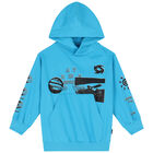 Boys Blue Hooded Top, 1, hi-res