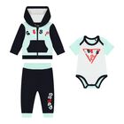 Baby Boys Navy Blue & Green Logo 3-Piece Tracksuit, 1, hi-res