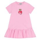 Younger Girls Pink Teddy Bear Dress, 1, hi-res