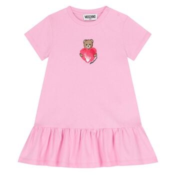 Younger Girls Pink Teddy Bear Dress