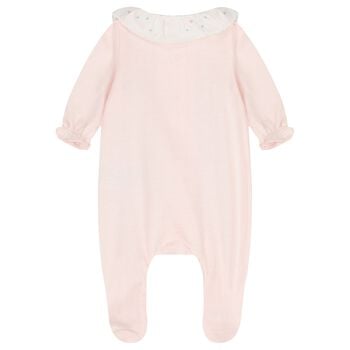 Baby Girls Pink Embroidered Babygrow
