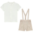 Baby Boys Ivory & Beige Shorts Set, 2, hi-res