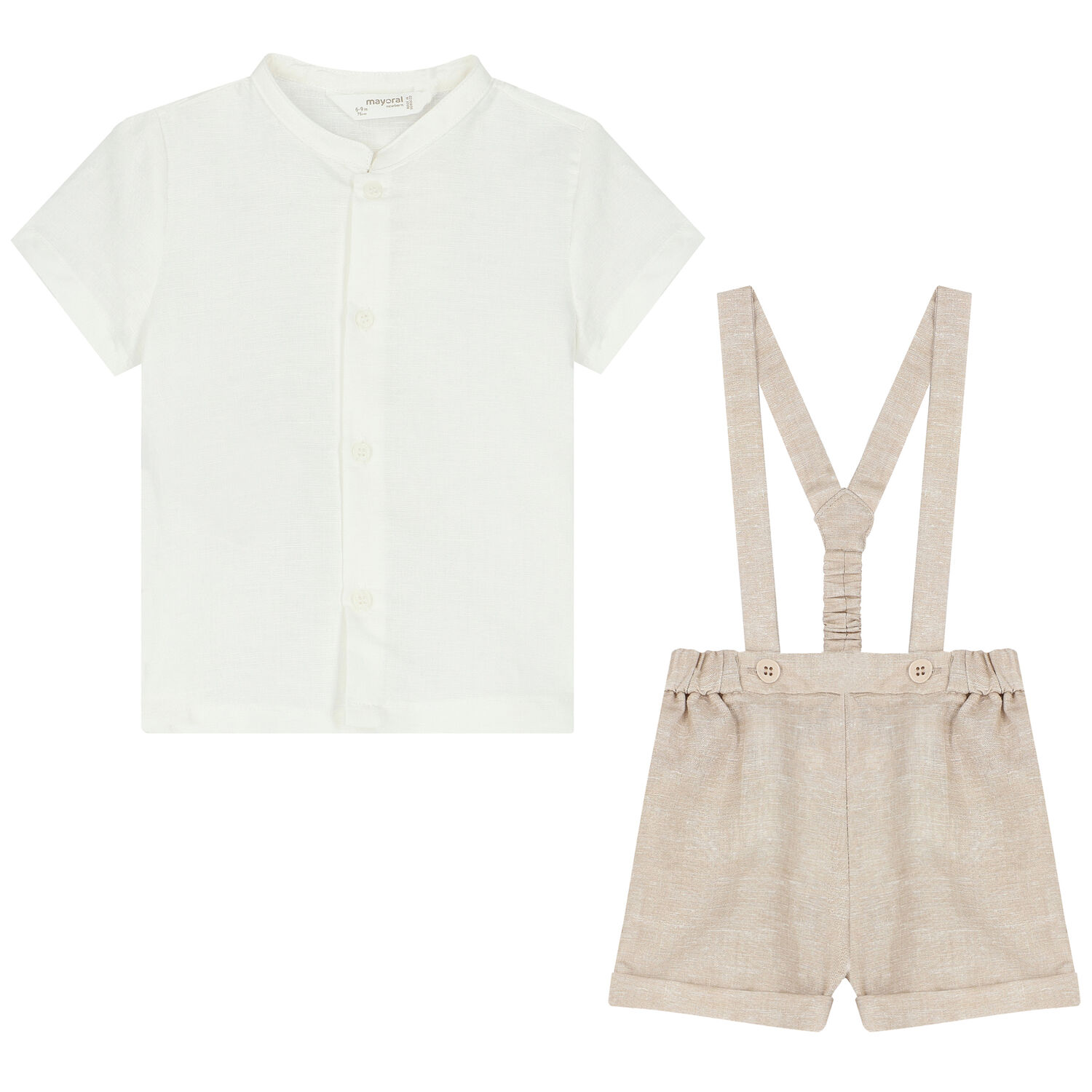 Baby Boys Ivory & Beige Shorts Set, 2, hi-res