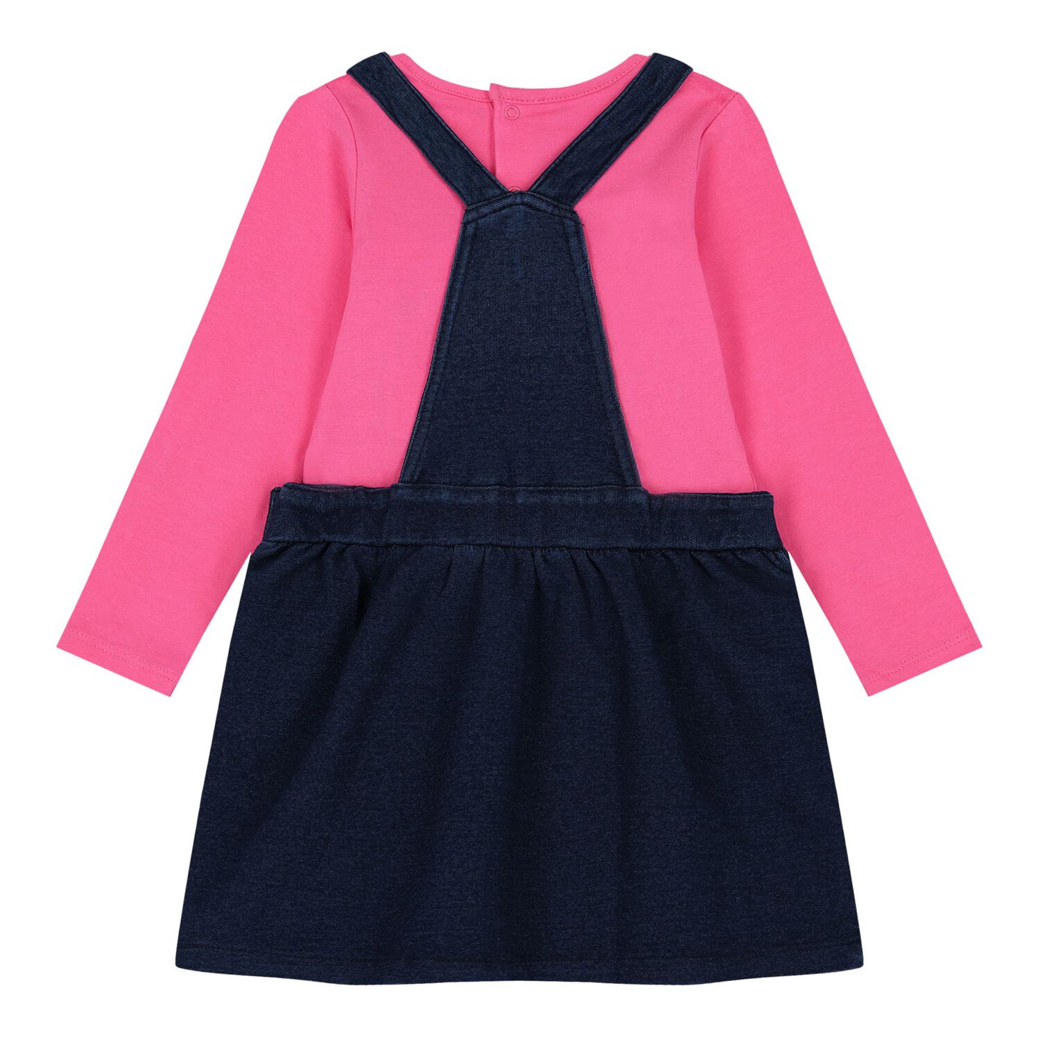 Baby Girls Pink & Blue Dungaree Set, 1, hi-res