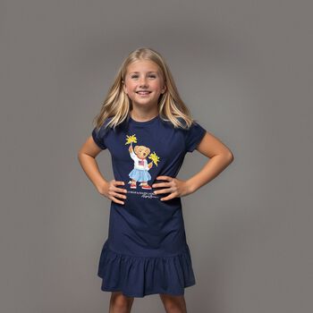 Girls Navy Blue Polo Bear Dress