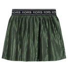 Girls Green Logo Pleated Skirt, 1, hi-res