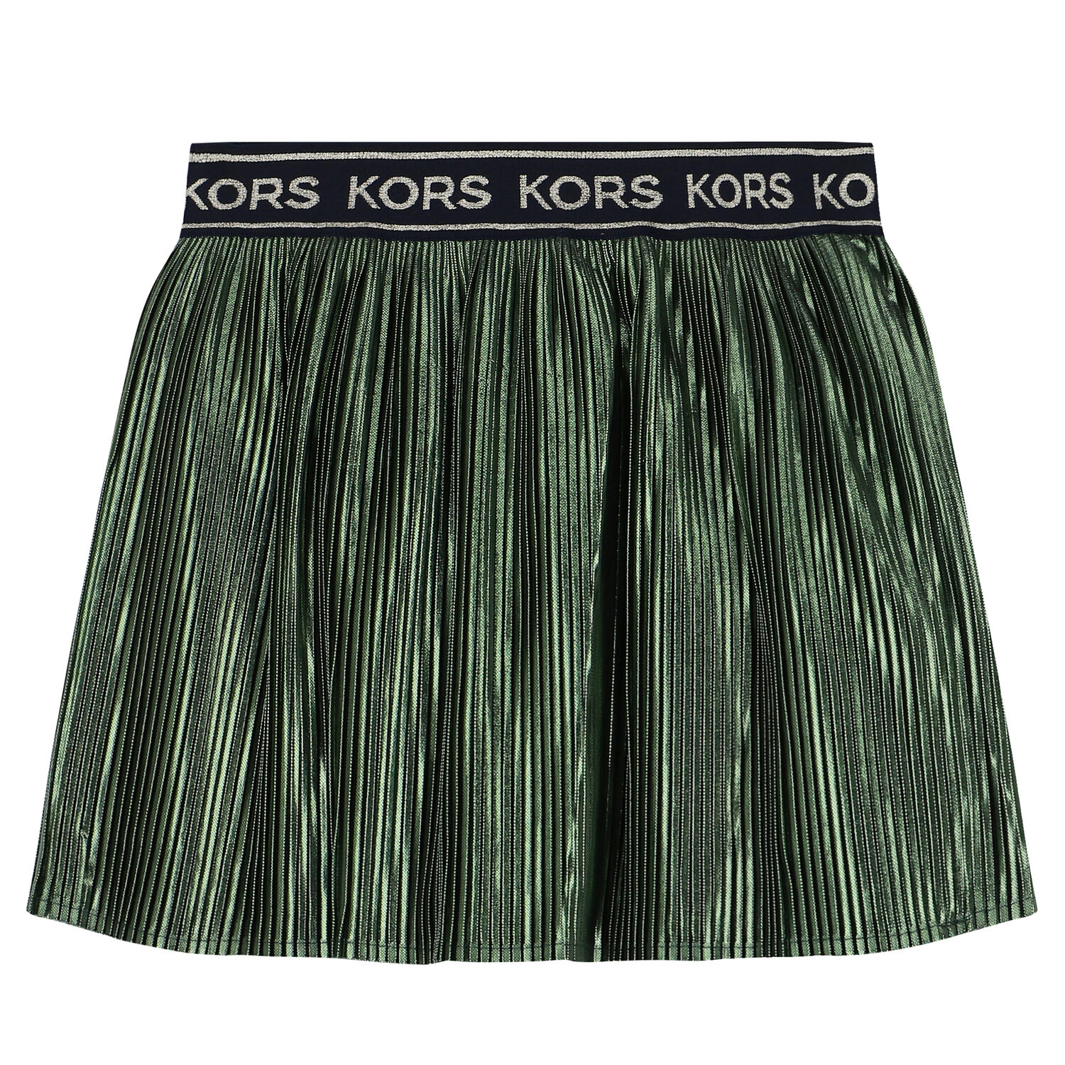 Girls Green Logo Pleated Skirt, 1, hi-res