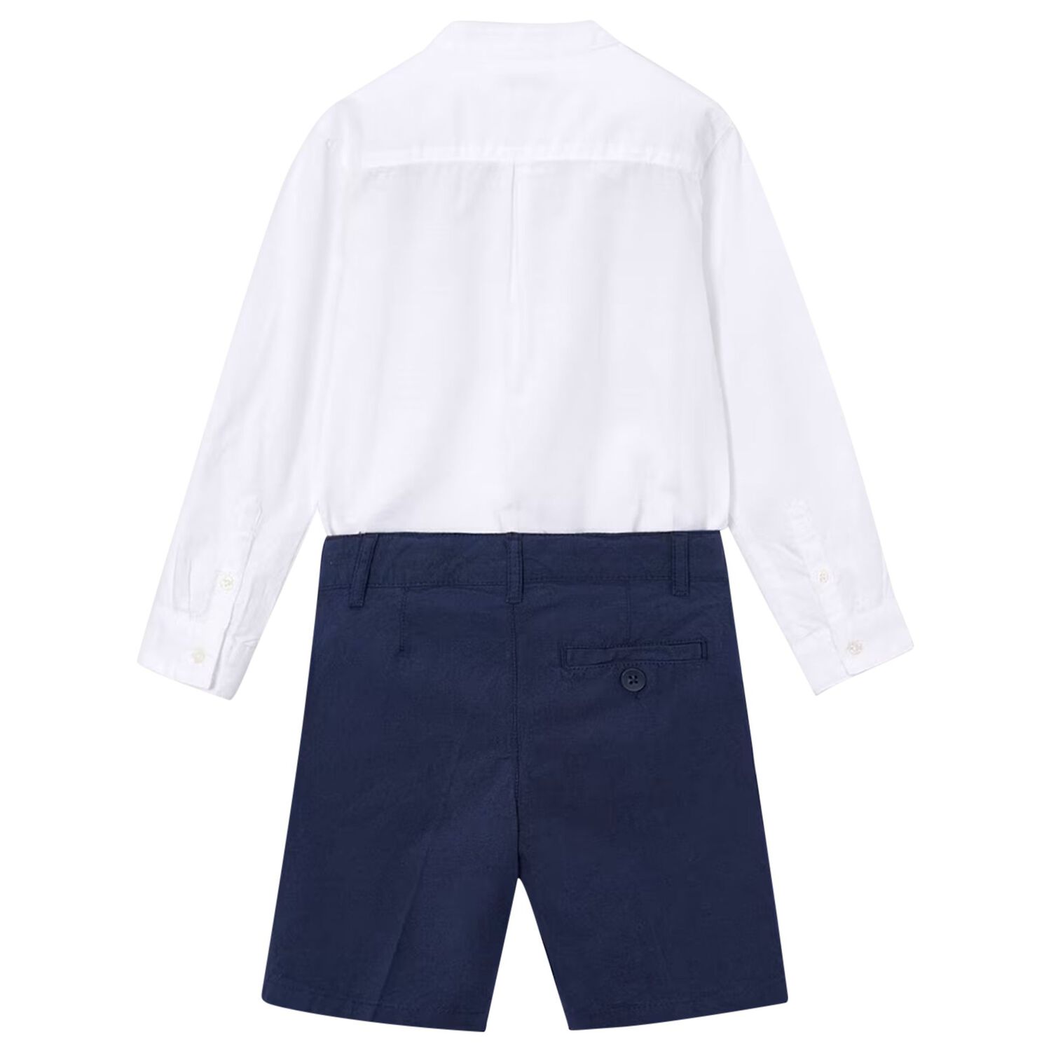 Boys White & Navy Blue Shorts Set, 3, hi-res