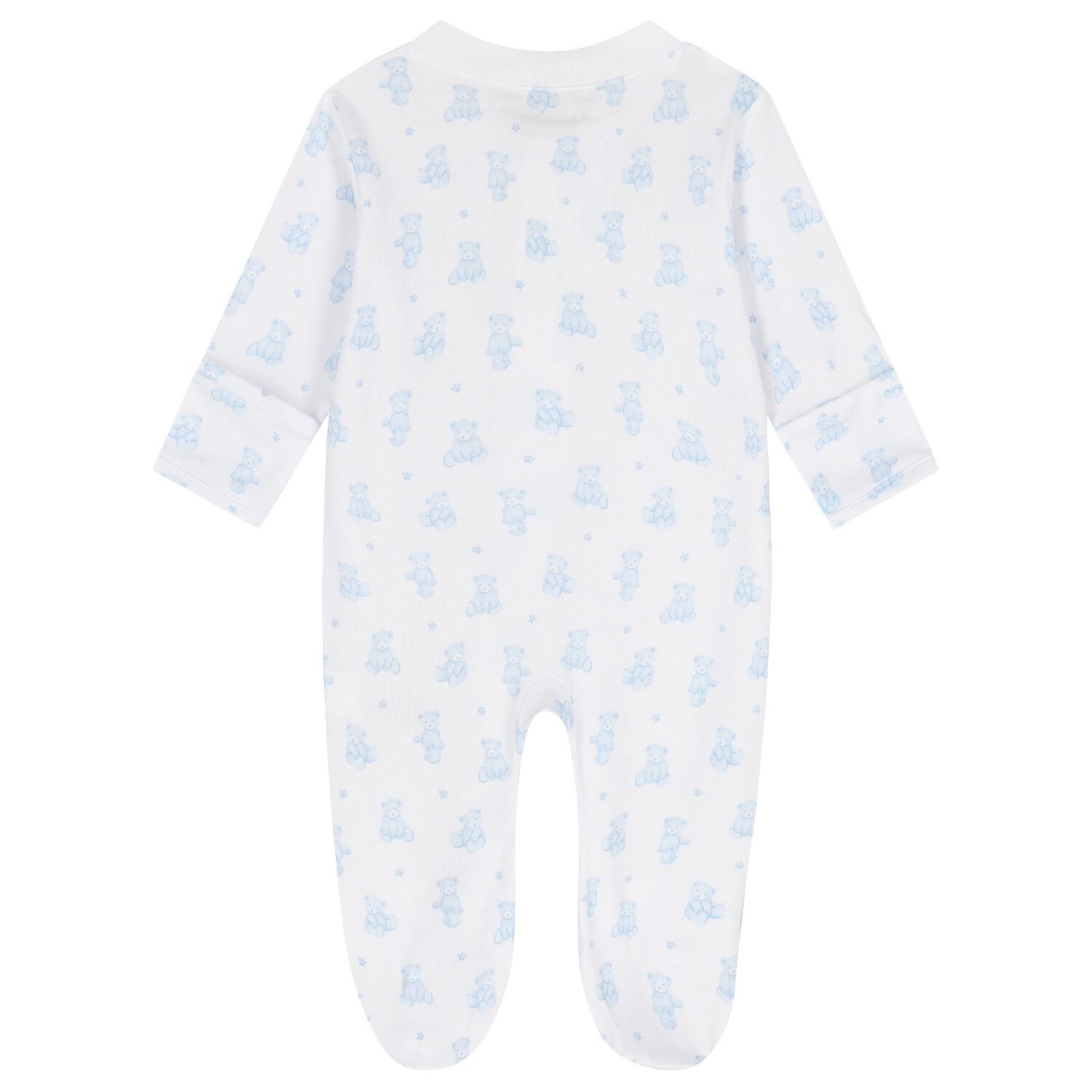 Baby Boys White & Blue Teddy Bear Time Babygrow, 1, hi-res image number null