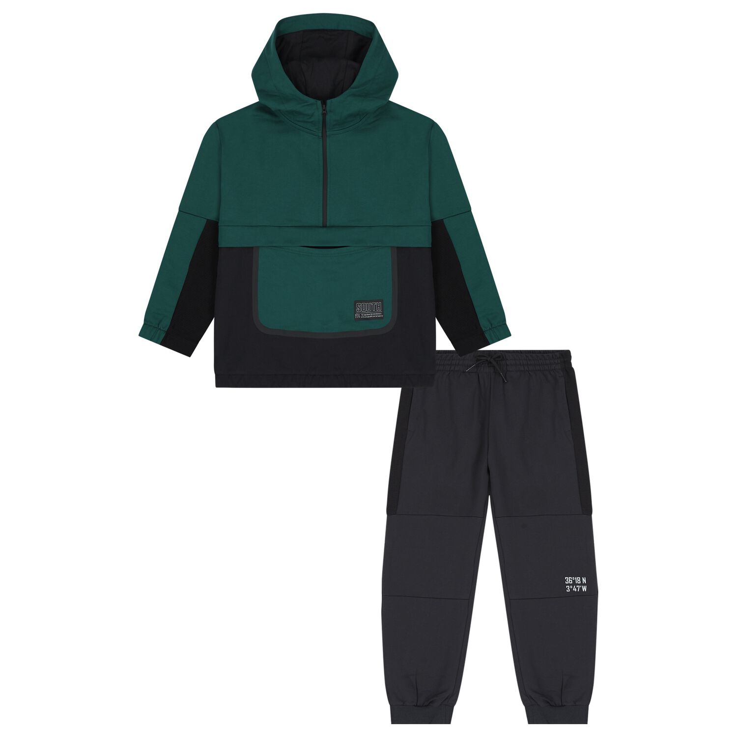 Boys Black & Green Tracksuit, 1, hi-res