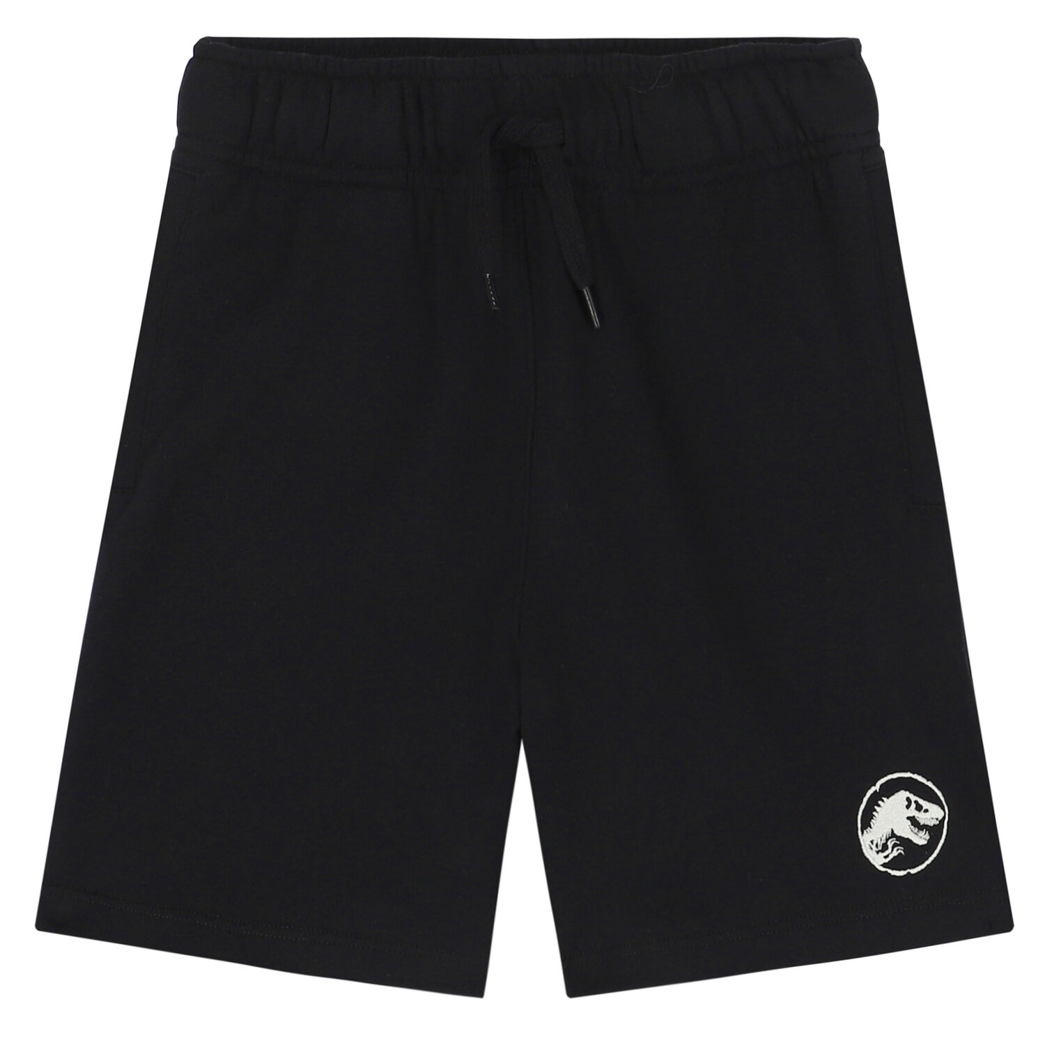 Black Embroidered Jurassic Logo Shorts, 1, hi-res