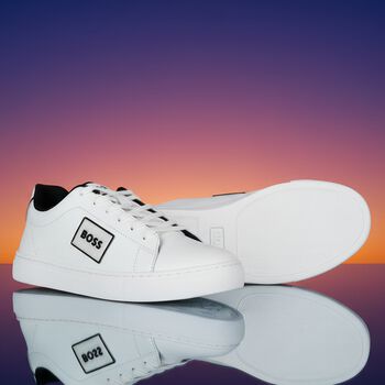 White Logo Leather Trainers