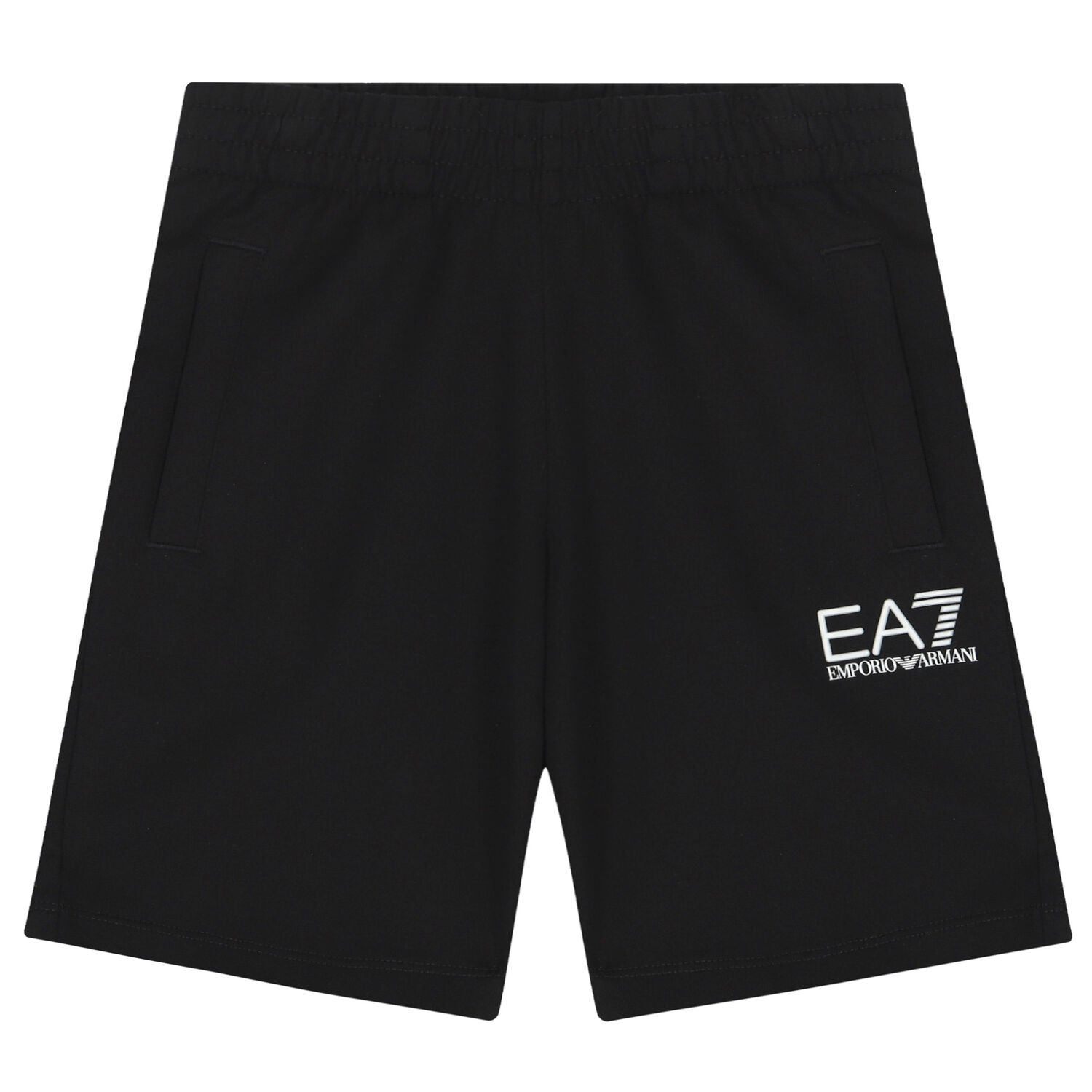 Boys Black Logo Shorts, 1, hi-res