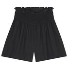 Girls Black Ruffled Shorts Set, 2, hi-res