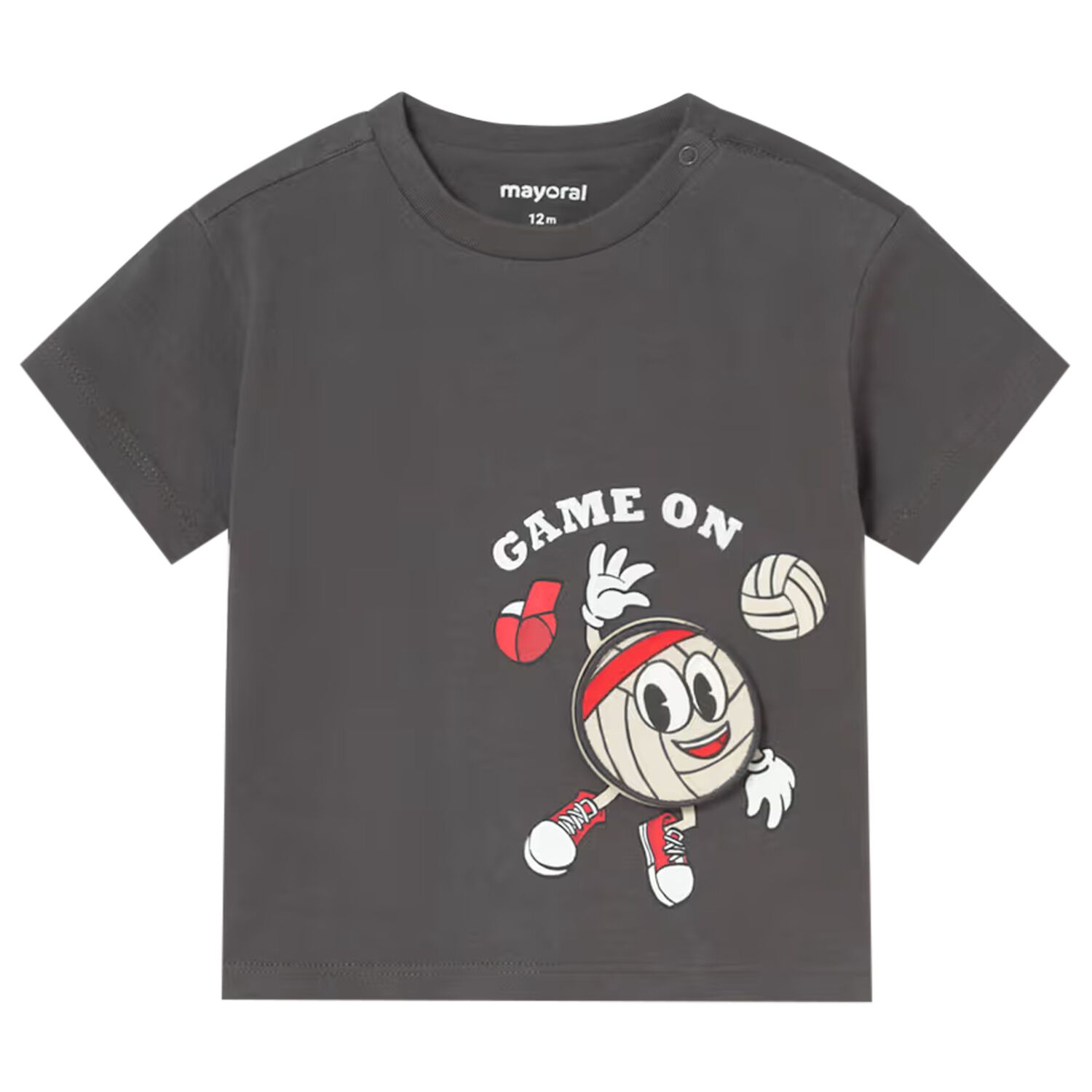 Younger Boys Grey Football T-Shirt, 2, hi-res