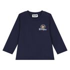Younger Navy Blue Teddy Bear Logo Long Sleeve Top, 2, hi-res