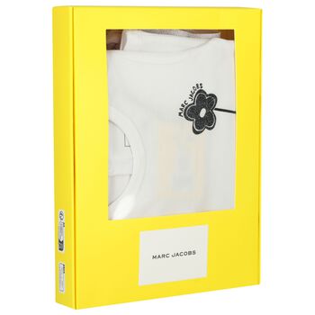 Younger Girls White & Pink Flower Skirt Set