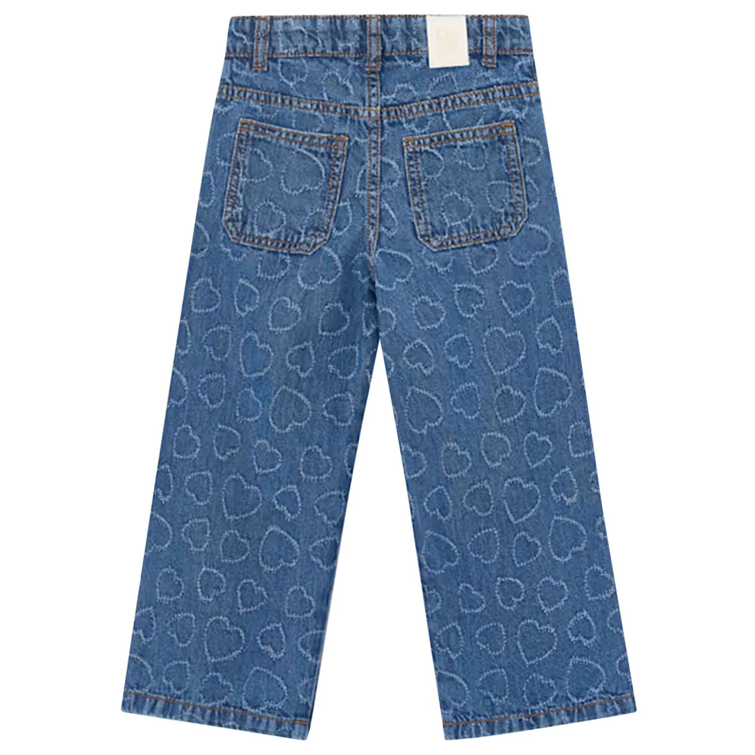 Girls Blue Heart Denim Jeans, 1, hi-res