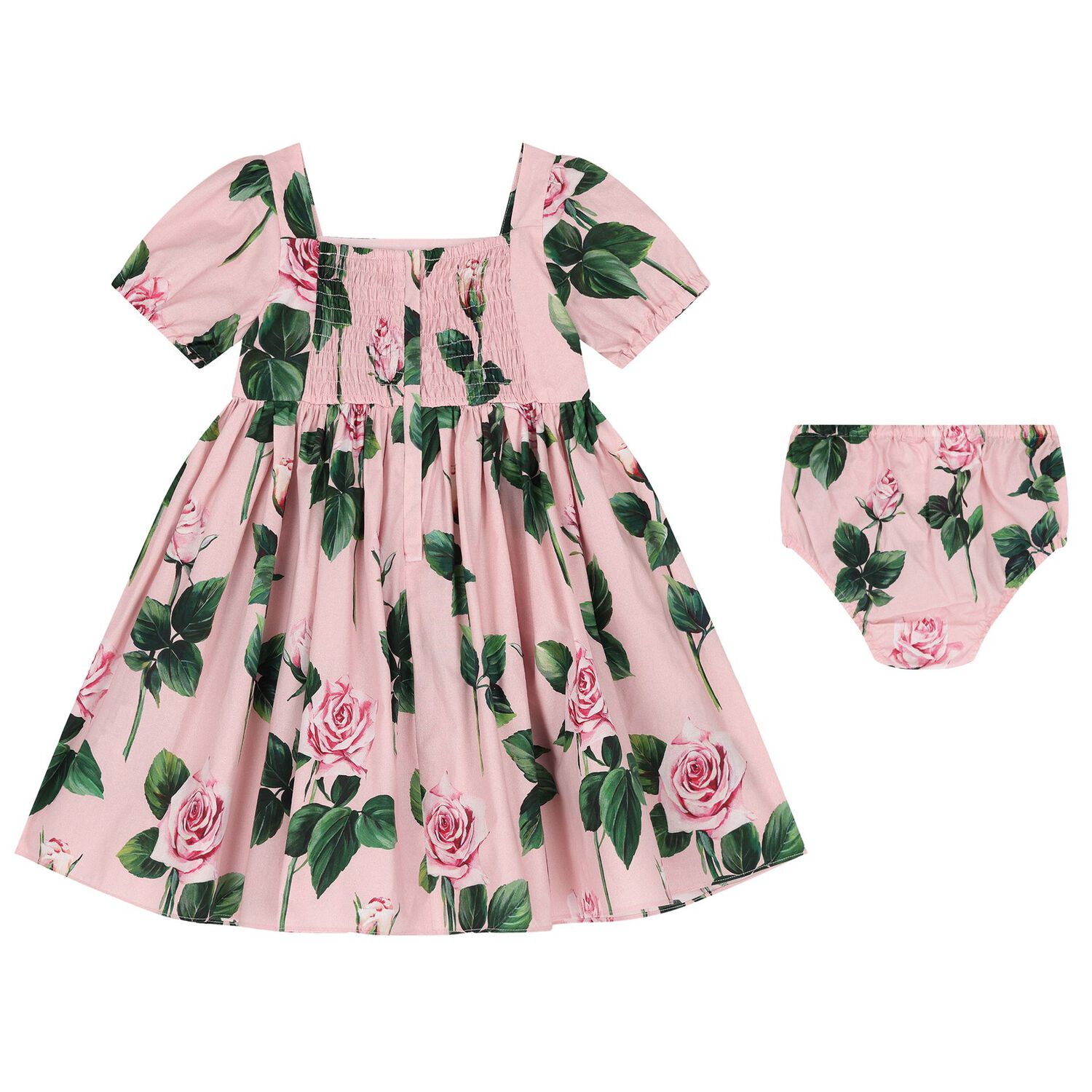 Baby Girls Pink Rose Dress Set, 1, hi-res