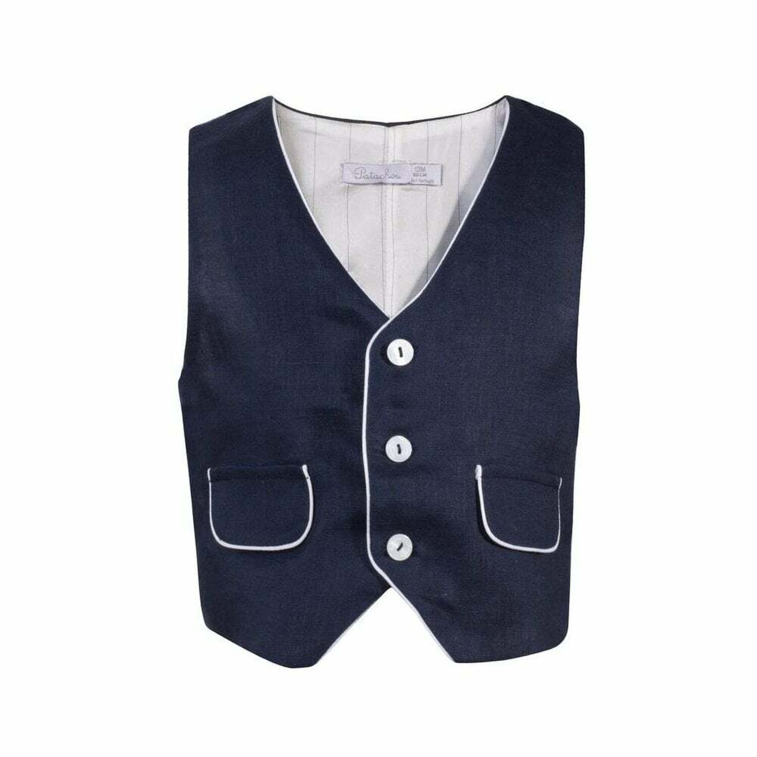 Boys Navy Blue Waistcoat, 1, hi-res
