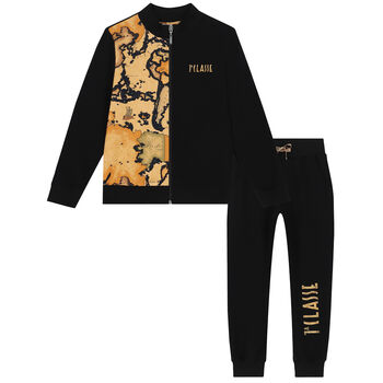 Boys Black & Beige Logo Tracksuit