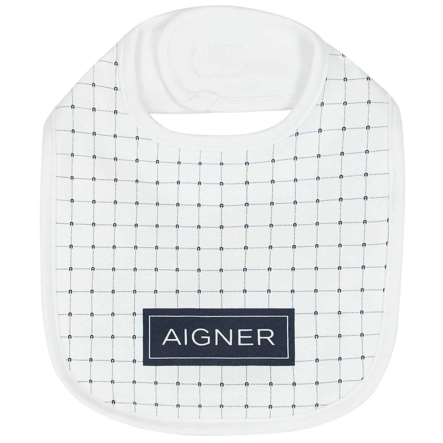 Baby Boys White Pima Cotton Logo Bib, 1, hi-res