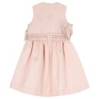 Girls Pink Bow Satin Dress, 1, hi-res