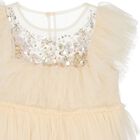 Girls Beige Sequin Tulle Dress, 1, hi-res